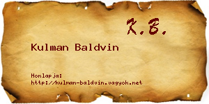 Kulman Baldvin névjegykártya
